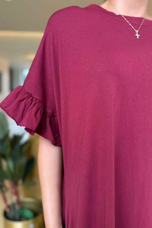 Made in Italy Summer Oscar Pure Cotton T Shirt Dress Bordeaux /14 =